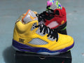 Jordan 5 30th Anniversary Sneakers, Yellow/Purple & Red