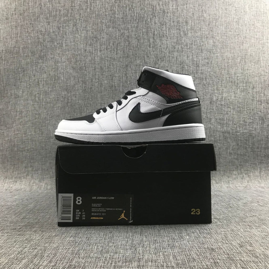 Jordan 1 Mid Reverse Black Toe Black and White Sneakers BQ6472-101