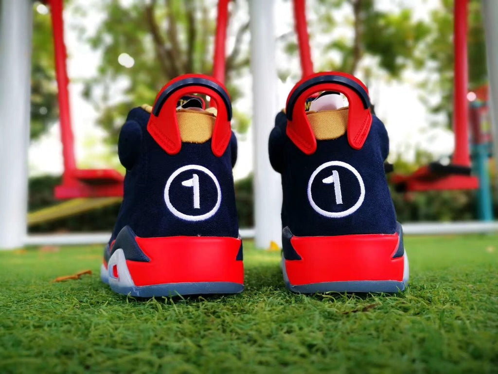 Jordan Air Jordan 6 Charity Sneakers in Navy, Red and White