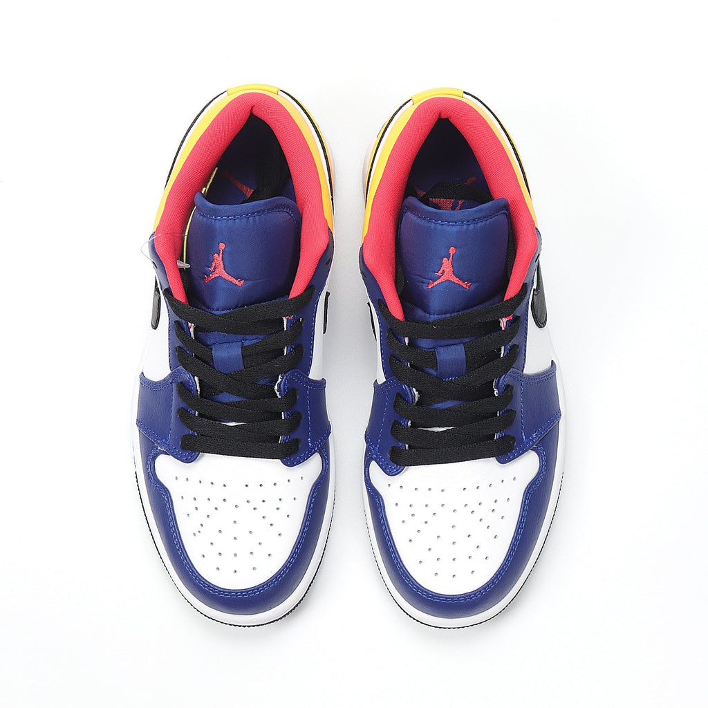 Jordan 1 Low Sneakers in Blue, White and Yellow 553558-123