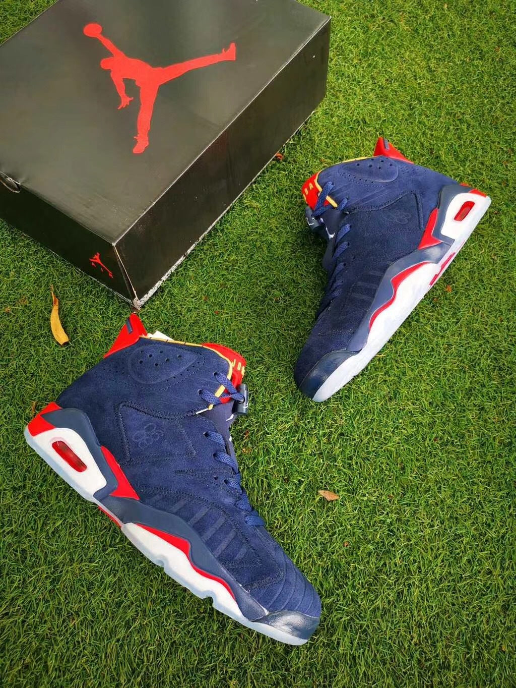 Jordan Air Jordan 6 Charity Sneakers in Navy, Red and White