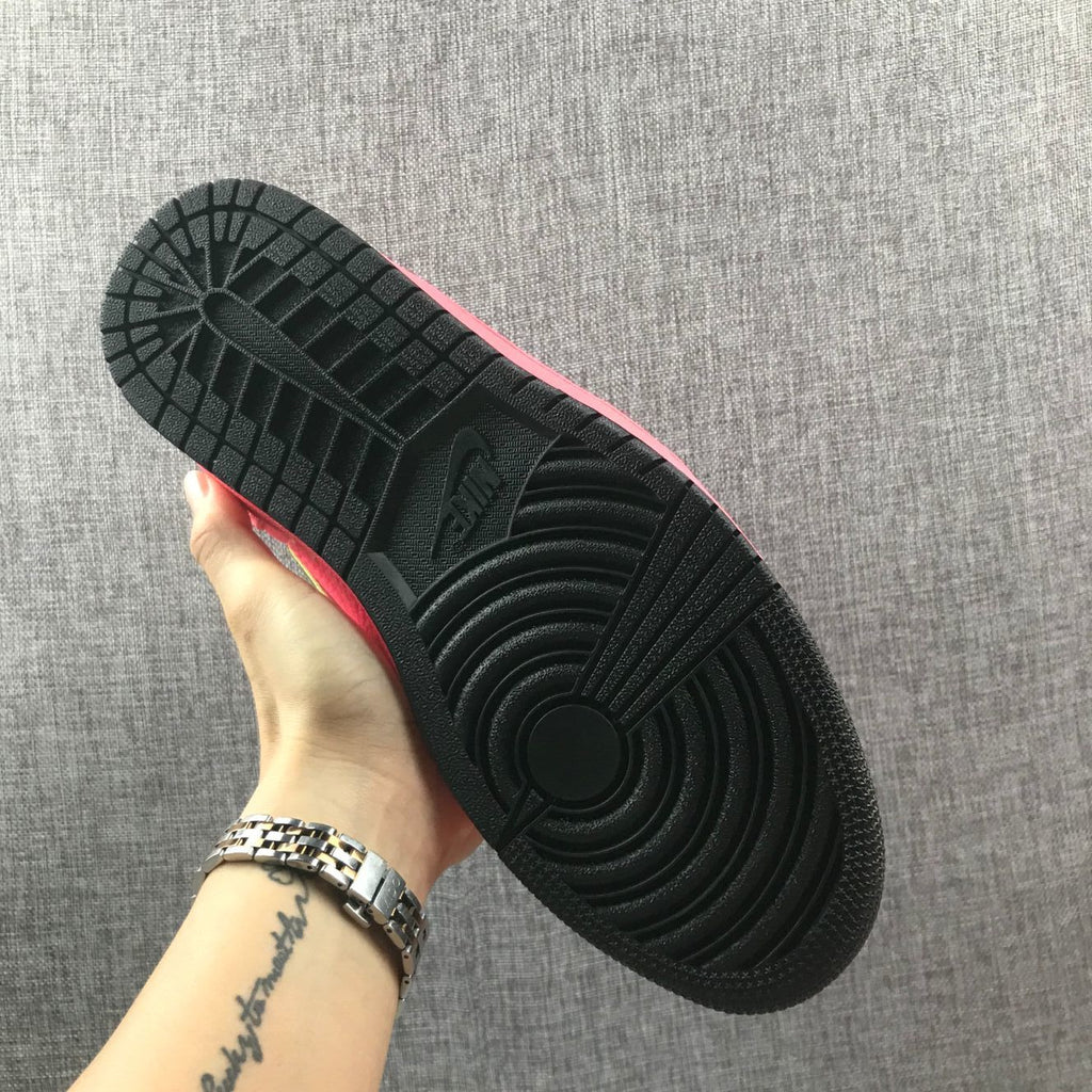 Air Jordan 1 Mid Sneakers Pink Black Volt AQ9131-600