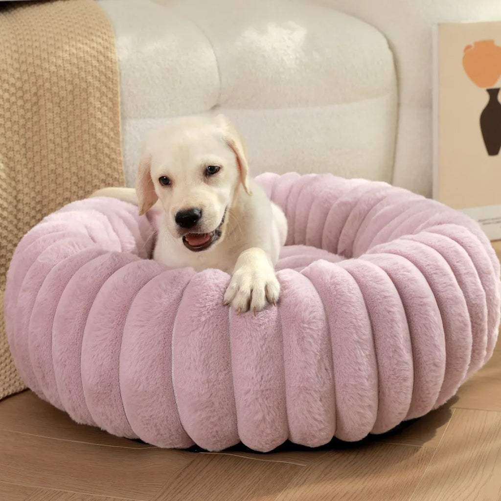 SnuggleNest Plush Pet Bed - Cozy Winter Retreat for Cats and Dogs