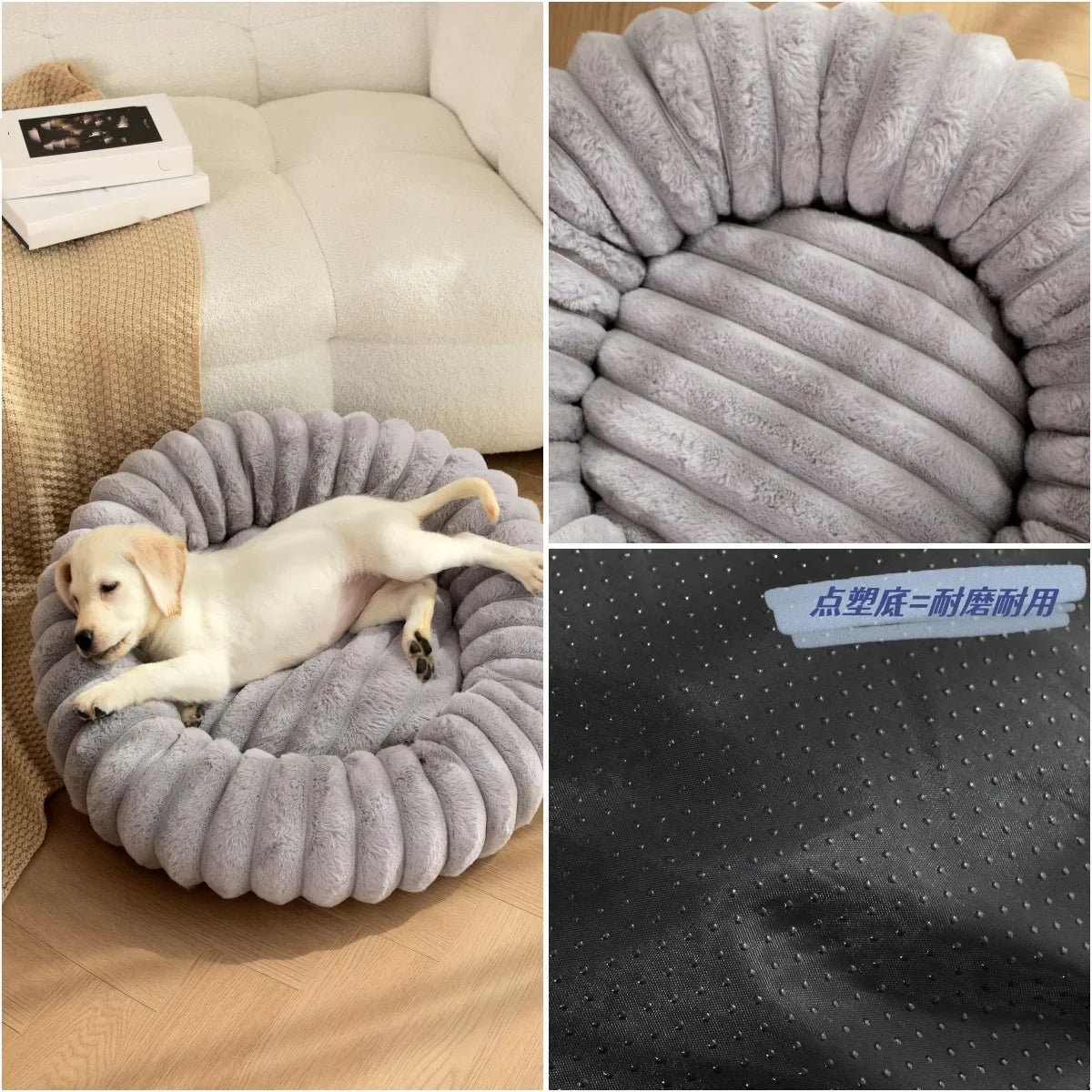 SnuggleNest Plush Pet Bed - Cozy Winter Retreat for Cats and Dogs