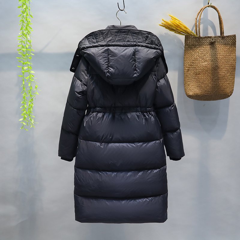 ANAS PLAYTRYHYNCHOS Quilted Long Down Jacket with Detachable Hood