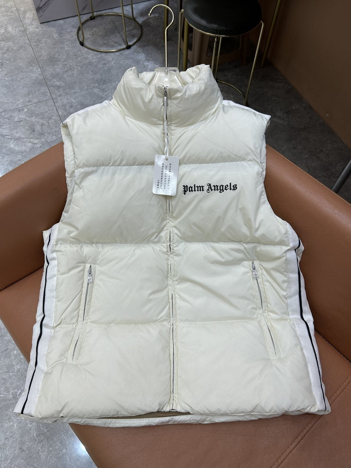 Moncler Striped-Panel Quilted Puffer Vest