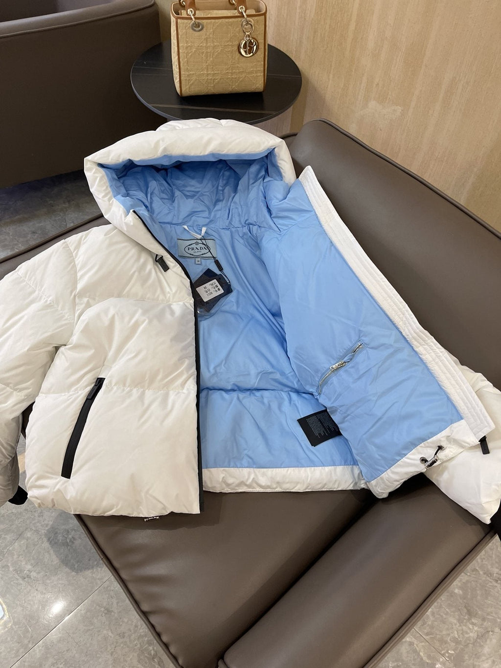 Prada Hooded Short Down Jacket
