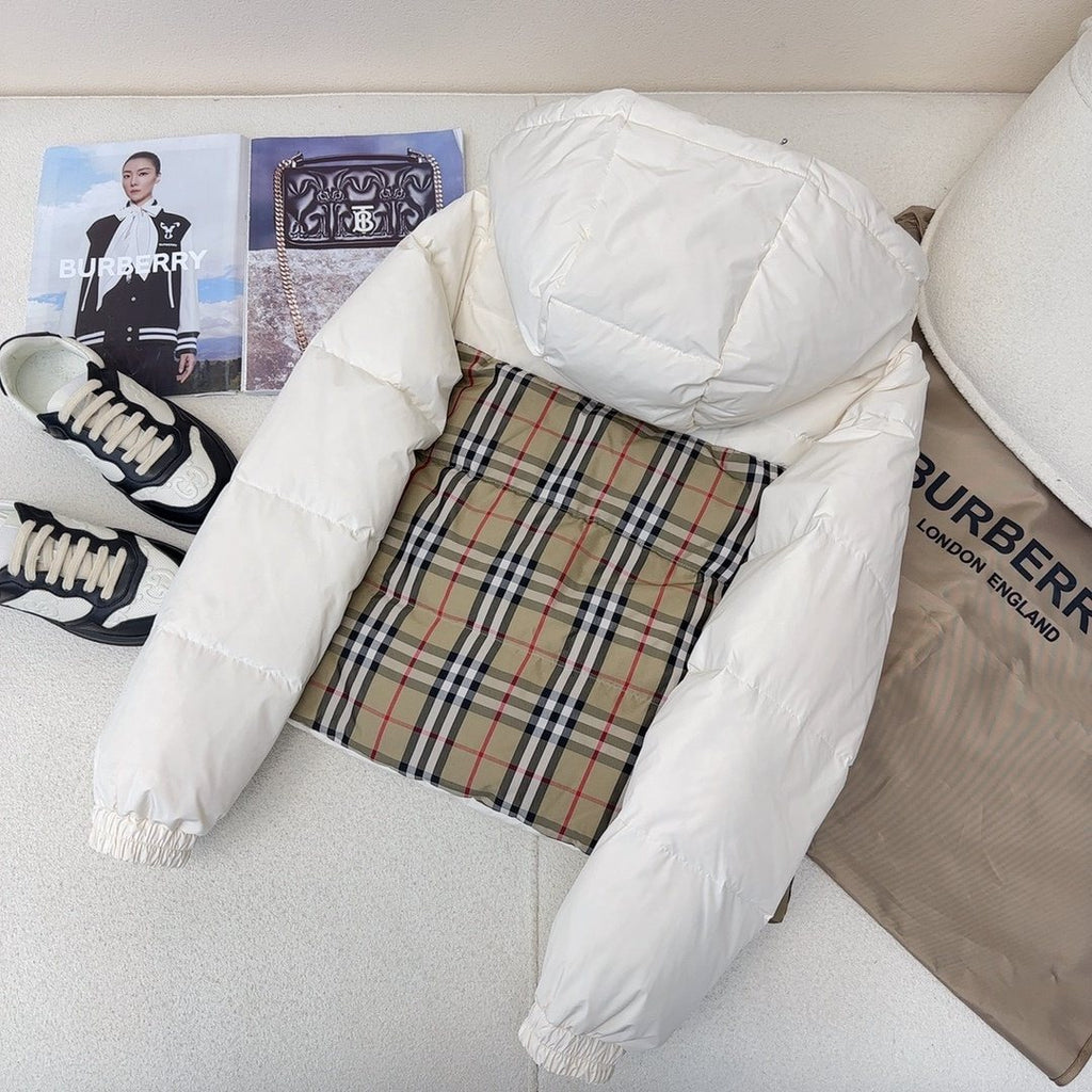 Burberry Checked-Panel Hooded Puffer Jacket