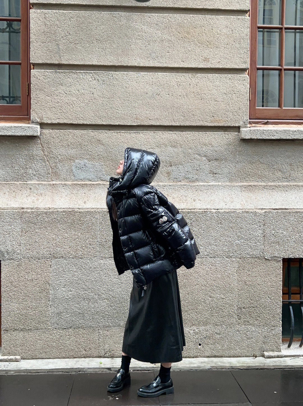 Moncler Maya 70 High-Shine Hooded Puffer Coat