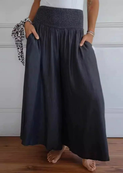 Women's Pants Casual Wide Leg Cotton Linen Loose Trousers