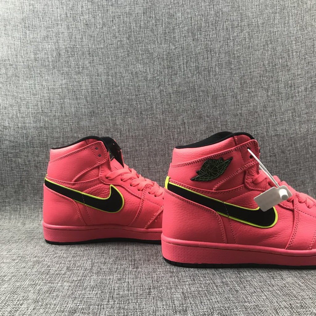 Air Jordan 1 Mid Sneakers Pink Black Volt AQ9131-600