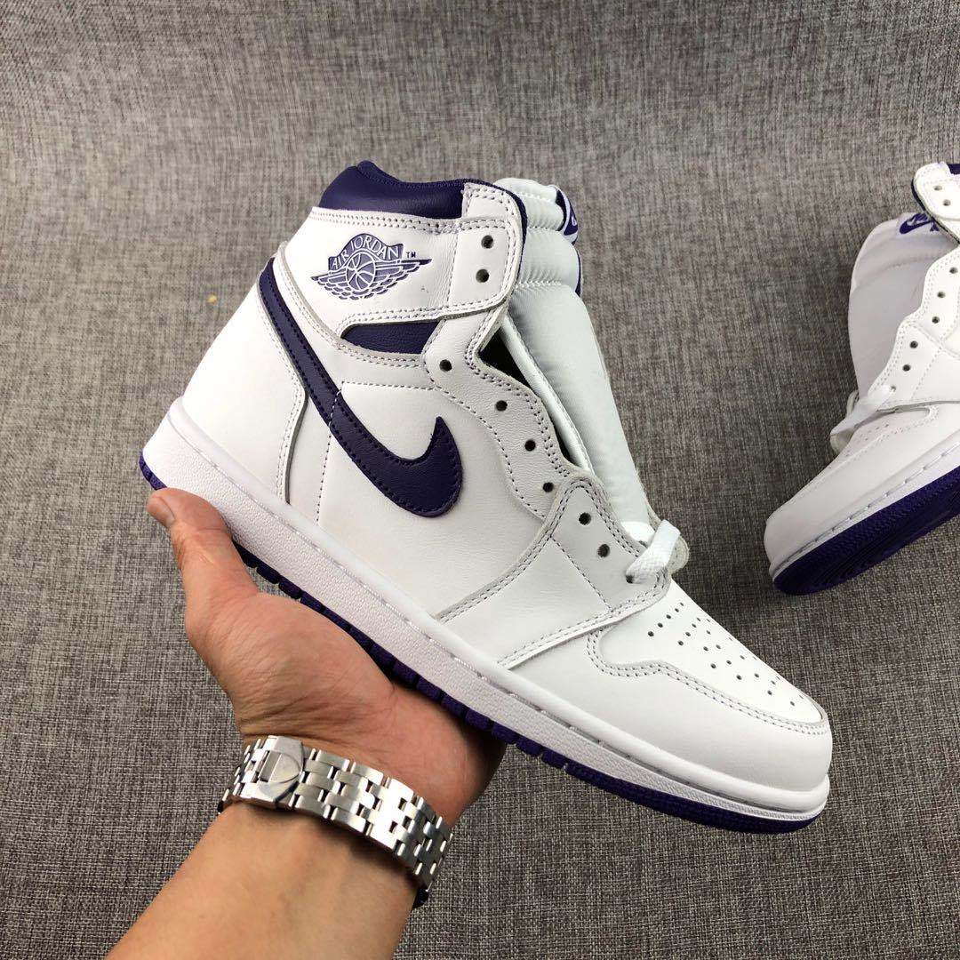 Air Jordan 1 Court Purple High-Top Sneakers White/Purple CD0461-151