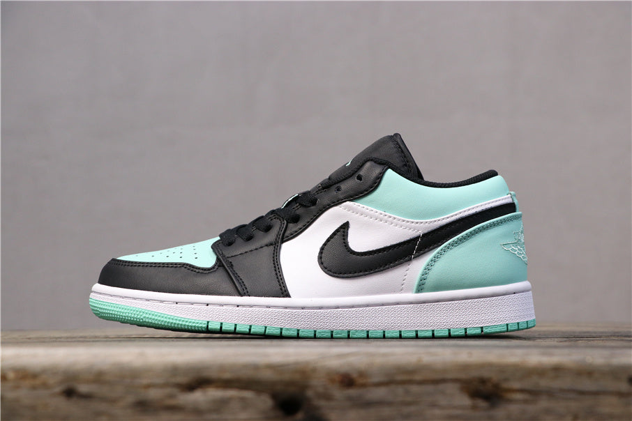 Air Jordan 1 Low Emerald Rise Black and Mint Green 553558-117