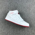 Air Jordan 1 Mid White and Red Sneakers 554725-103